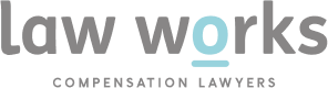 Law Works logo with the text "COMPENSATION LAWYERS" in a modern design, representing a legal service focused on compensation claims.