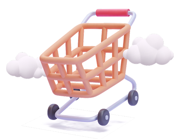 Shopping cart icon with clouds, symbolizing eCommerce and online shopping, relevant to Shopify website development and online store launch.
