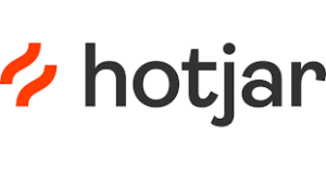 Hotjar logo, featuring a stylized flame symbol and the word "hotjar," representing digital marketing tools for user insights and website optimization.
