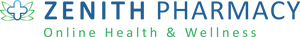 Zenith Pharmacy logo featuring the text "ZENITH PHARMACY" with a tagline "Building Health & Wellness," emphasizing a focus on health services and wellness solutions.
